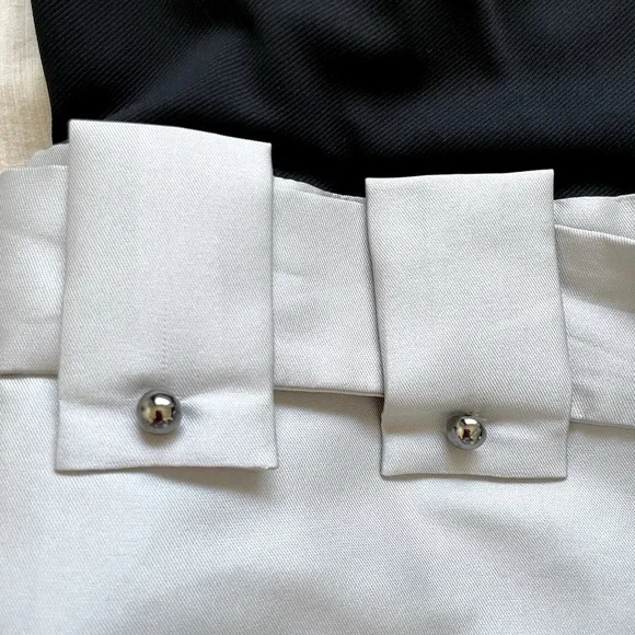 Chic Black and Silver Metallic Midi Dress purple accent and belt size XS NEW - Picture 9 of 11